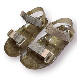Melissa Wide Papete Sandals Beige‎ Glitter Max Size 8